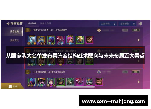 从国家队大名单发布看阵容结构战术取向与未来布局五大看点 从国家队大名单发布看阵容结构战术取向与未来布局五大看点